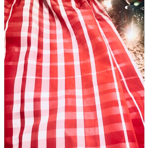 Christmas Vineyard Vines Satin Gingham Red Plaid Stylish Design Lined Skirt - Picture 8 of 10